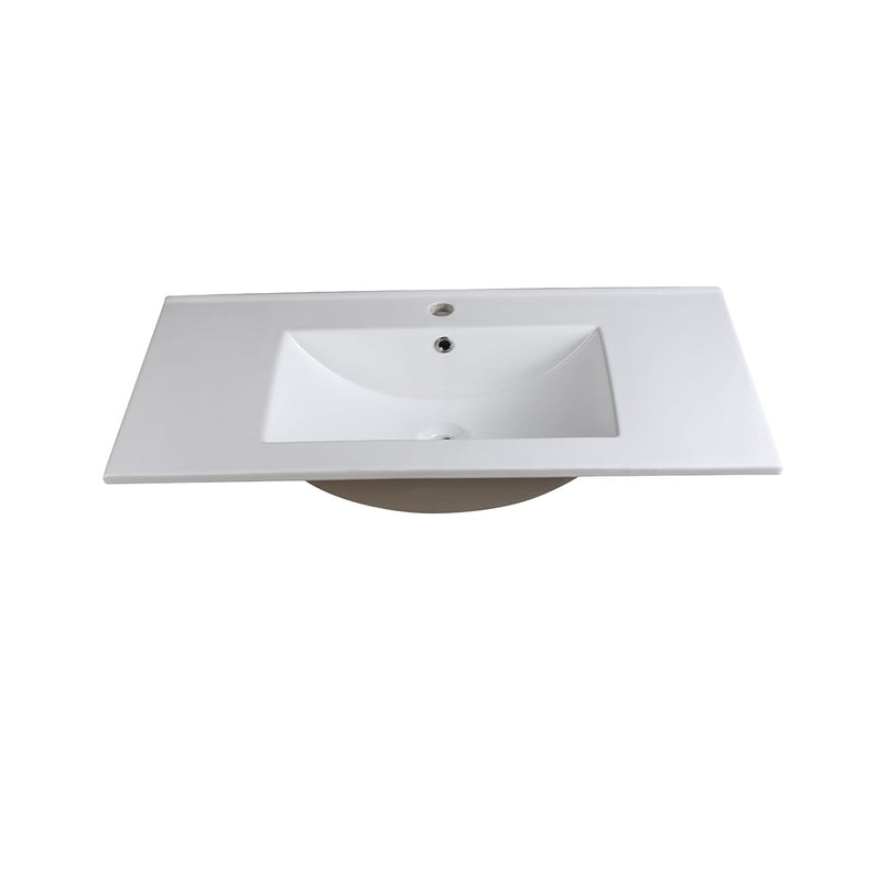 Torino 35-3/4" Ceramic Drop In Vanity Top with an Integrated Sink, Single Faucet Hole, and Overflow - image 2