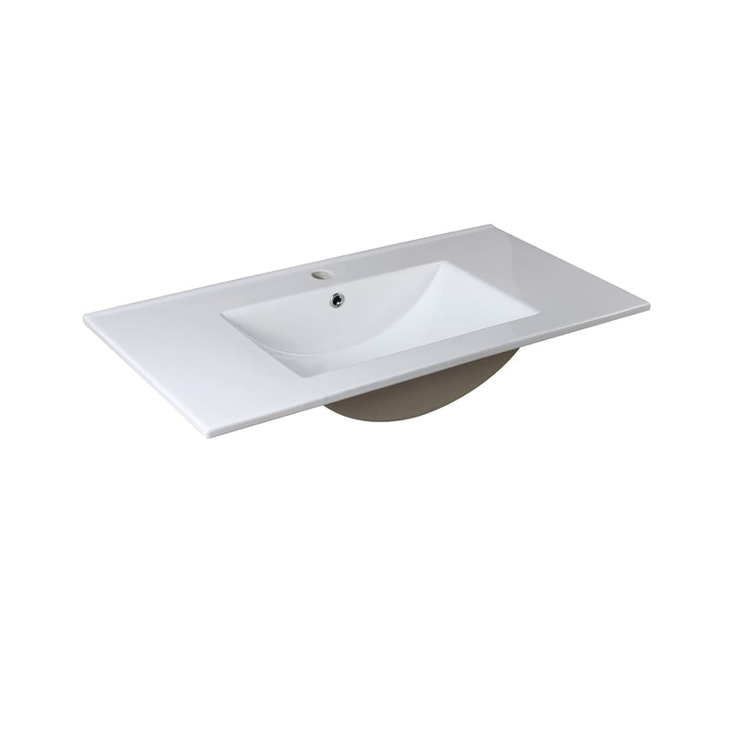 Torino 35-3/4" Ceramic Drop In Vanity Top with an Integrated Sink, Single Faucet Hole, and Overflow - image 3