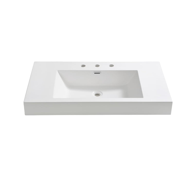 Vista 35-3/8" Acrylic Drop In Vanity Top with an Integrated Sink with Three Faucet Holes at 8" Centers, and Overflow - image 2