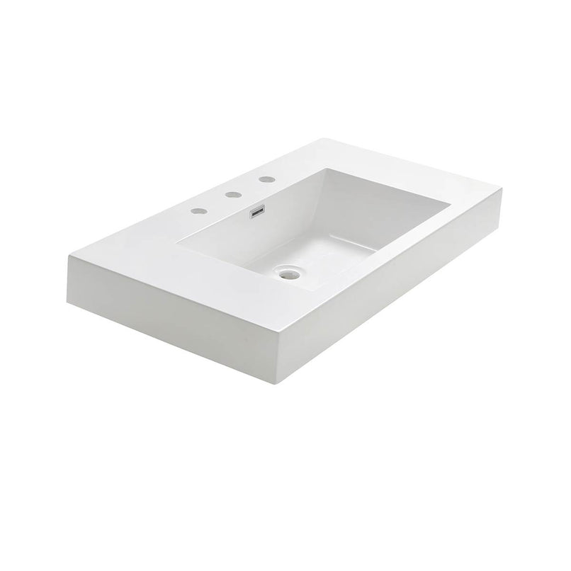 Vista 35-3/8" Acrylic Drop In Vanity Top with an Integrated Sink with Three Faucet Holes at 8" Centers, and Overflow - image 3