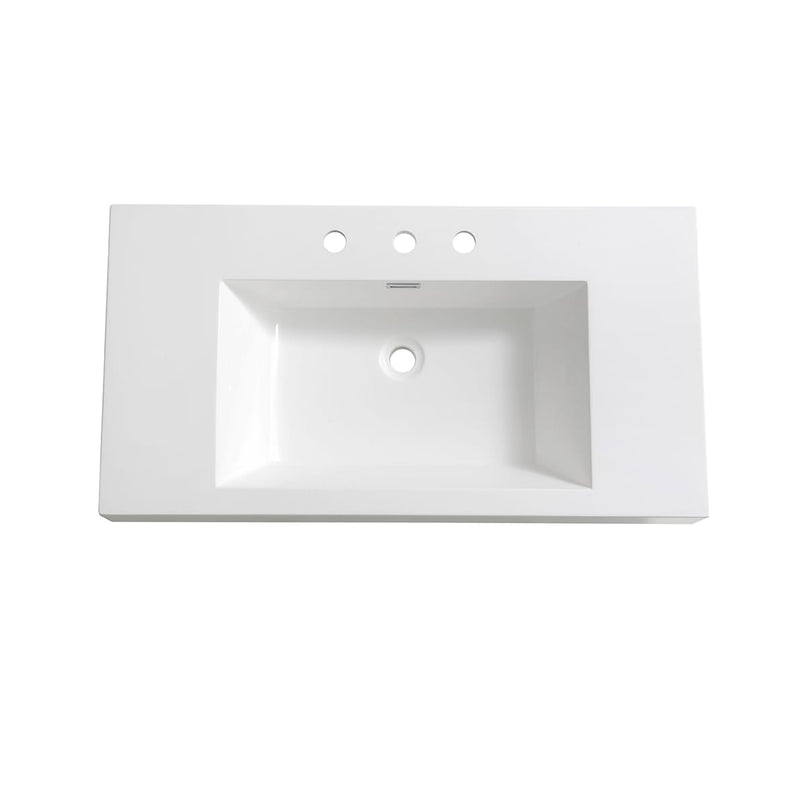 Vista 35-3/8" Acrylic Drop In Vanity Top with an Integrated Sink with Three Faucet Holes at 8" Centers, and Overflow - image 1