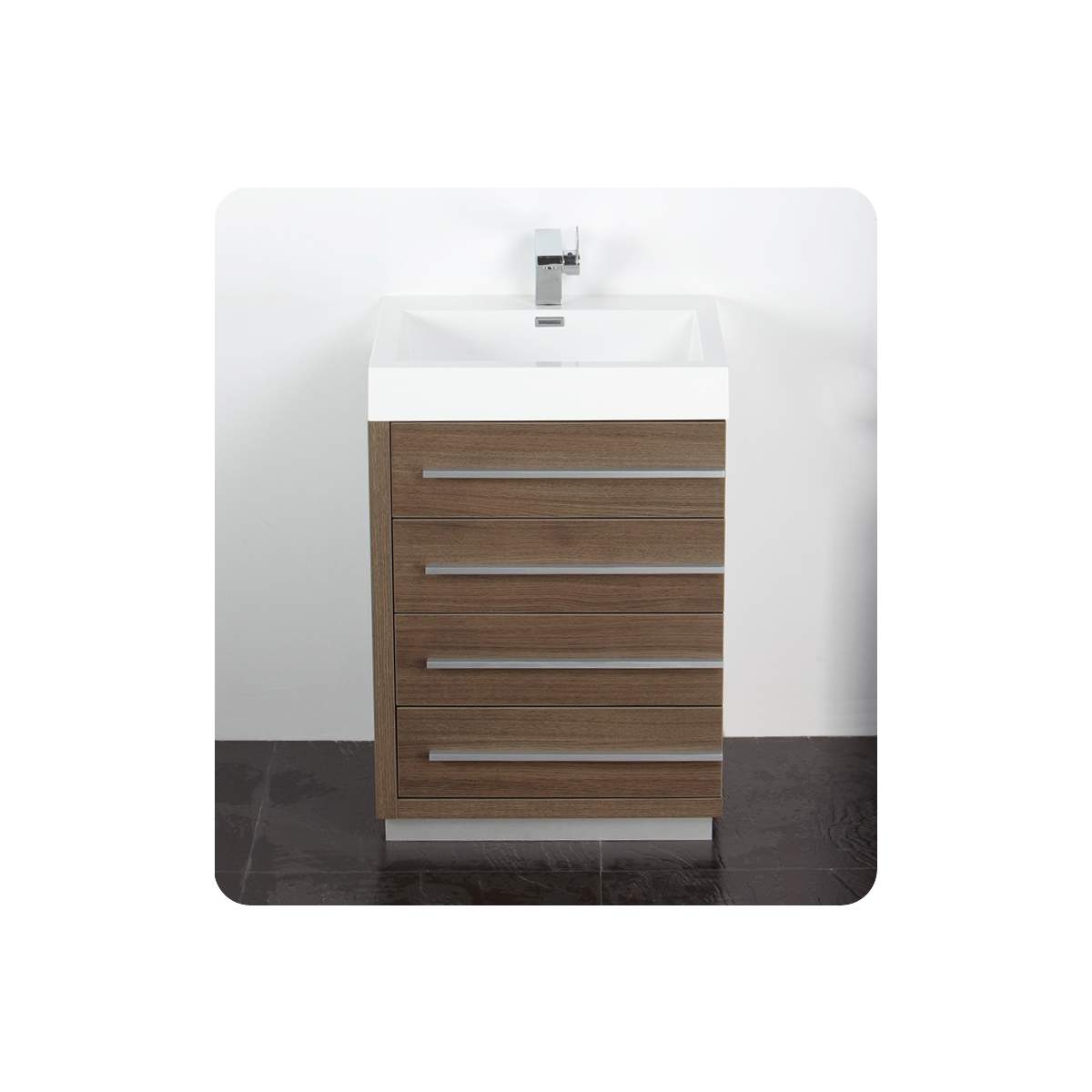 Livello 24" Free Standing Single Basin Vanity Set with Cabinet, Acrylic Vanity Top, and Medicine Cabinet