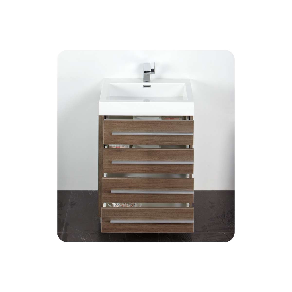 Livello 24" Free Standing Single Basin Vanity Set with Cabinet, Acrylic Vanity Top, and Medicine Cabinet
