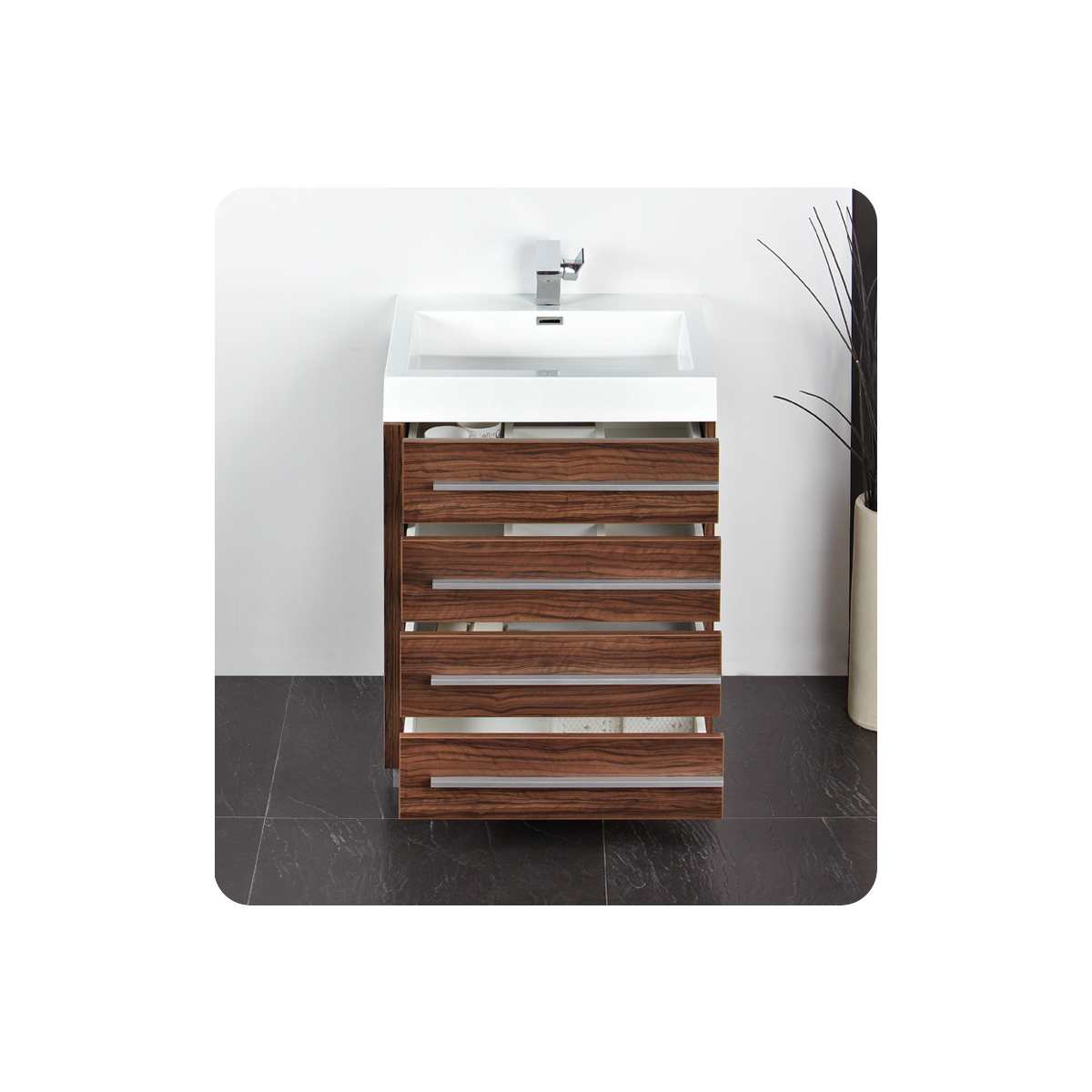 Livello 24" Free Standing Single Basin Vanity Set with Cabinet, Acrylic Vanity Top, and Medicine Cabinet