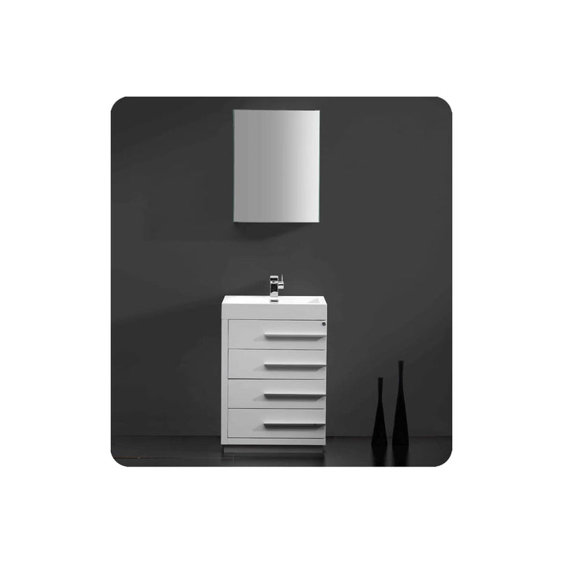 Livello 24" Free Standing Single Basin Vanity Set with Cabinet, Acrylic Vanity Top, and Medicine Cabinet - image 19