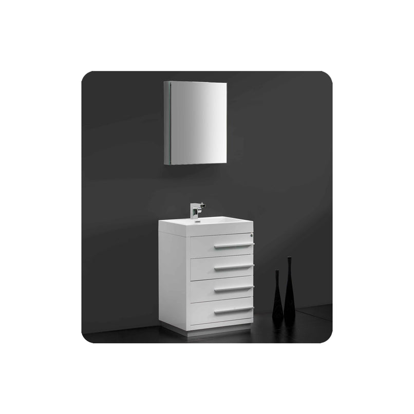 Livello 24" Free Standing Single Basin Vanity Set with Cabinet, Acrylic Vanity Top, and Medicine Cabinet - image 2