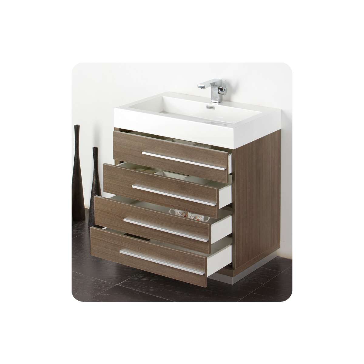 Livello 30" Free Standing Single Basin Vanity Set with Cabinet, Ceramic Vanity Top, and Medicine Cabinet