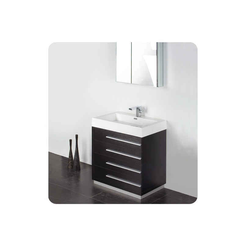Livello 30" Free Standing Single Basin Vanity Set with Cabinet, Ceramic Vanity Top, and Medicine Cabinet - image 2