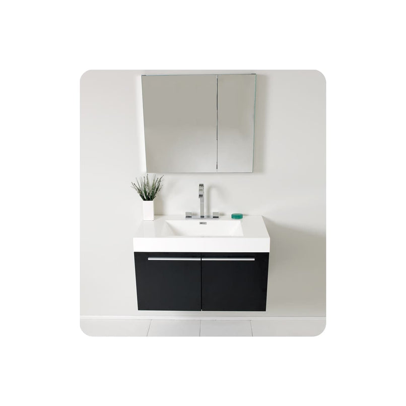 Vista 36" Wall Mounted Single Basin Vanity Set with Cabinet, Acrylic Vanity Top, and Medicine Cabinet - image 3