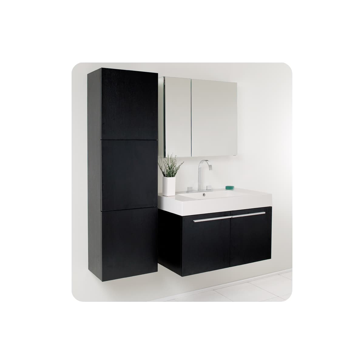 Vista 36" Wall Mounted Single Basin Vanity Set with Cabinet, Acrylic Vanity Top, and Medicine Cabinet