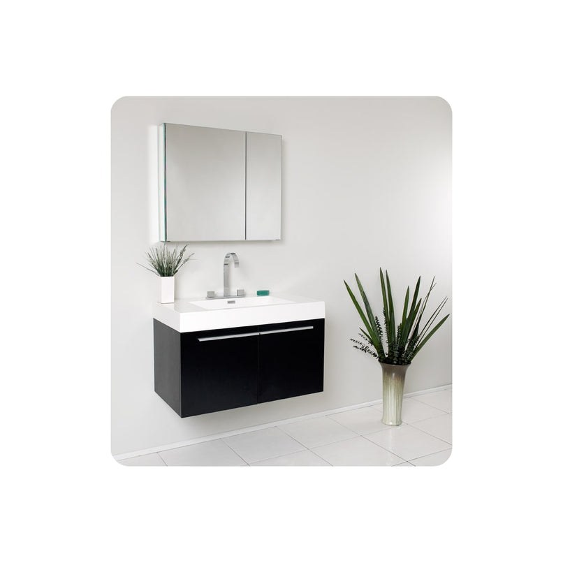 Vista 36" Wall Mounted Single Basin Vanity Set with Cabinet, Acrylic Vanity Top, and Medicine Cabinet - image 2