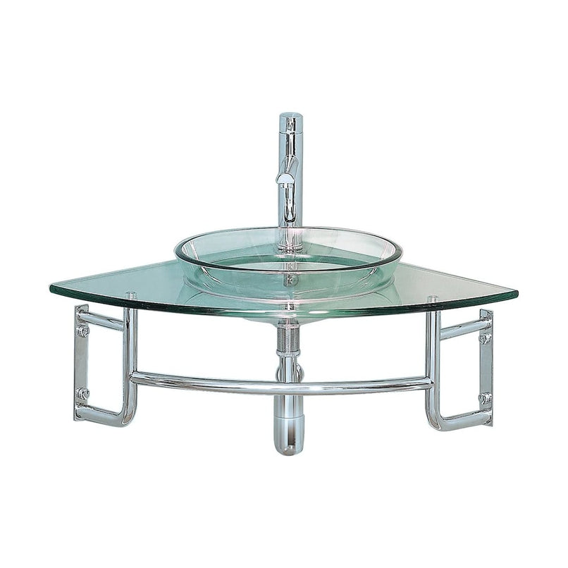 Ordinato 24" Wall Mounted Single Basin Vanity Set with Cabinet and Glass Vanity Top - image 2