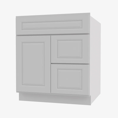 GW-S3621BDR-34-1/2 Double Door 36 Inch Sink Base Combo Vanity with Right Drawer | Gramercy White - image 1