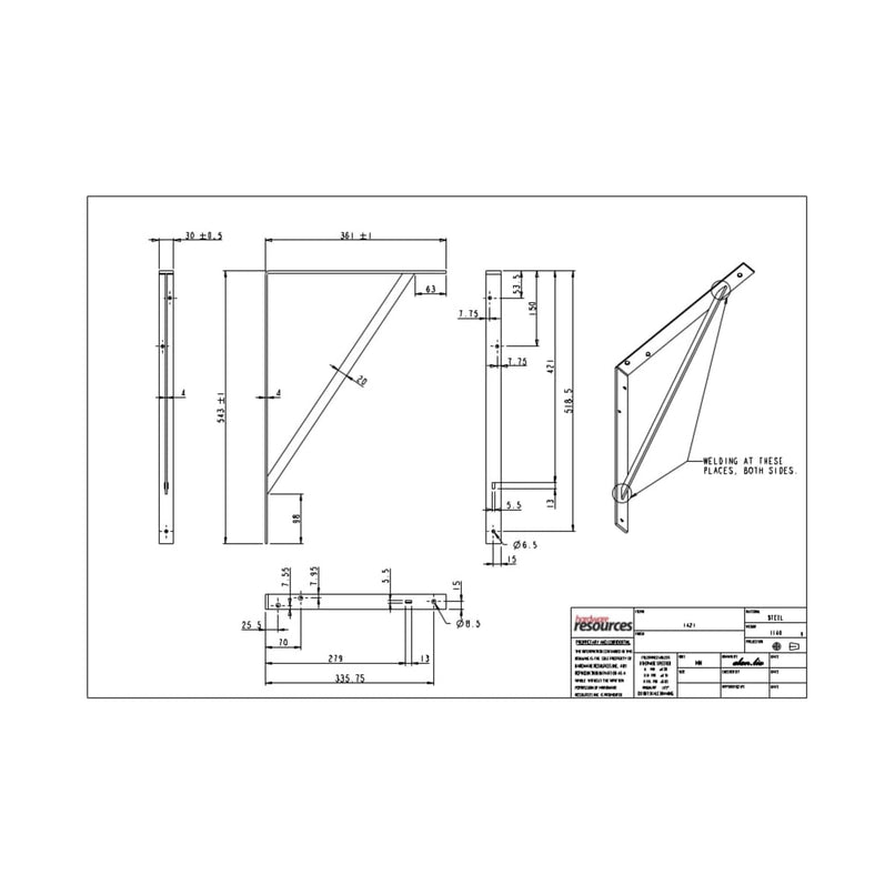 21-1/4" Deep Heavy Duty Shelf Bracket with 600 Pound Weight Capacity - image 2