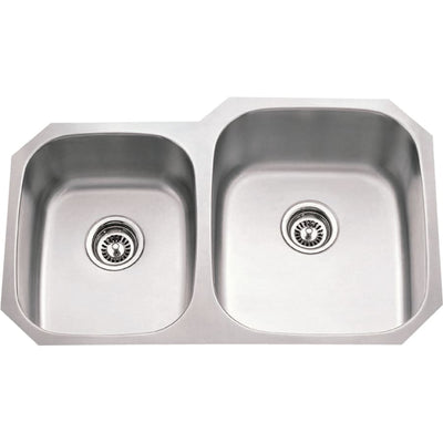 32" Undermount Double Basin Stainless Steel Kitchen Sink - image 1