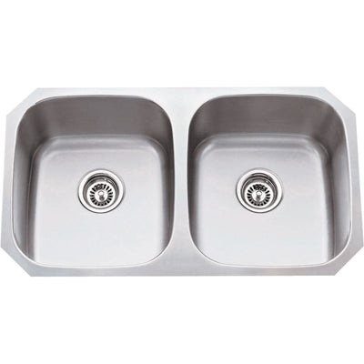 32-1/4" Undermount Double Basin Stainless Steel Kitchen Sink - image 1
