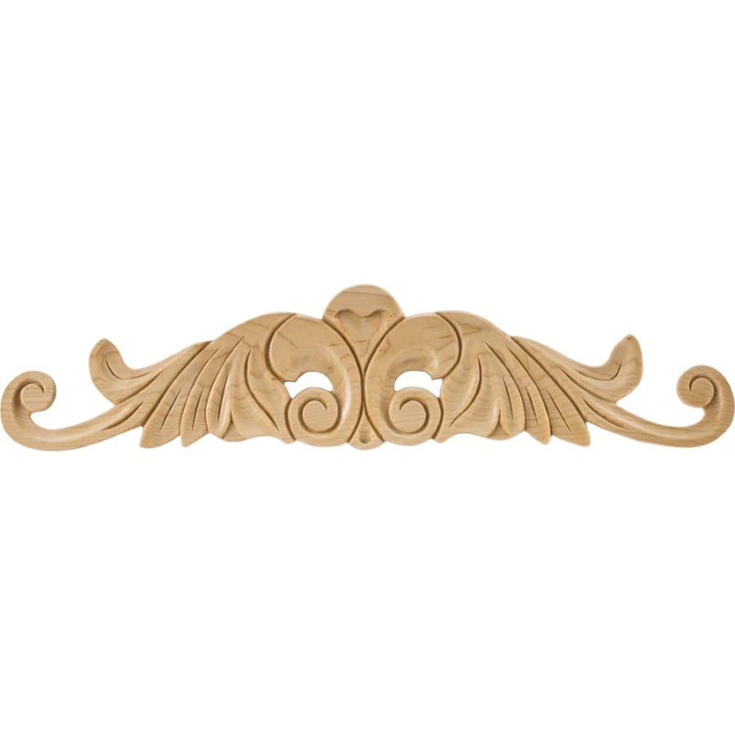 Solid Wood Ornate Acanthus Carved Applique Onlay - 4-1/2"H x 20"W x 1/4"D - image 1