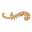 Acanthus Solid Wood Applique with Left Curve - 3-1/4"H x 10-3/8"W x 1/4"D - image 1