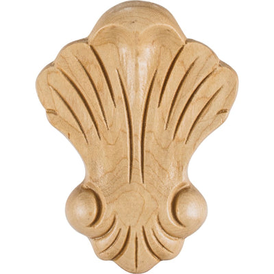 Ocean Beach Seashell Solid Wood Applique Onlay - 4-3/8"H x 3-1/4"W x 5/8"D - image 1