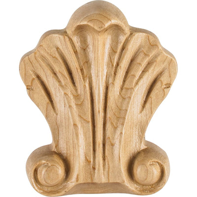 Ocean Beach Seashell Solid Wood Applique Onlay - 3-3/4"H x 3-1/4"W x 3/4"D - image 1