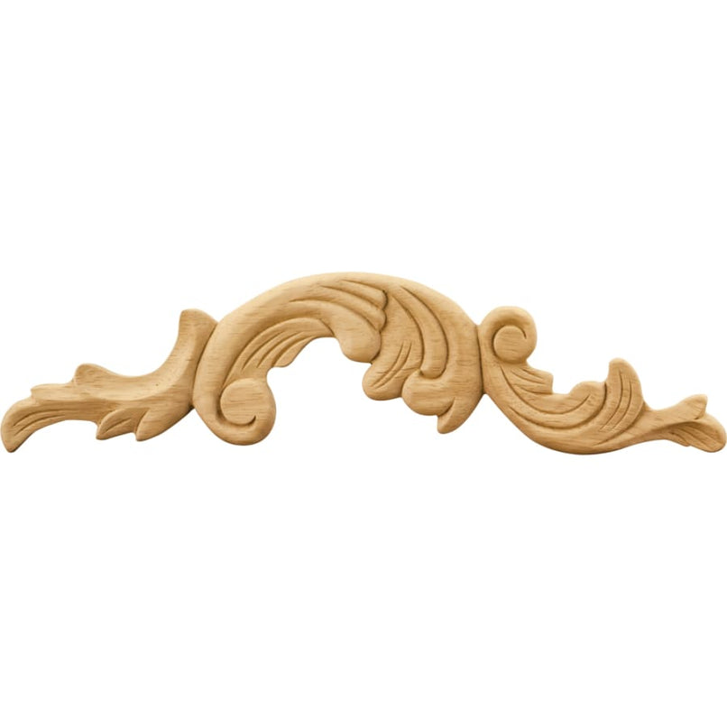 Acanthus Scroll Solid Wood Applique with Left Curve - 3"H x 12-1/4"W x 1/4"D - image 1