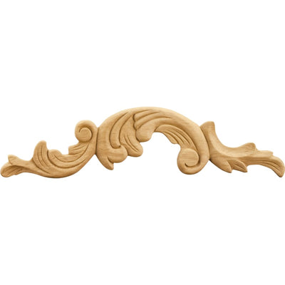 Acanthus Carved Solid Wood Applique Onlay - Right Curved - 3"H x 12-1/4"W x 1/4"D - image 1