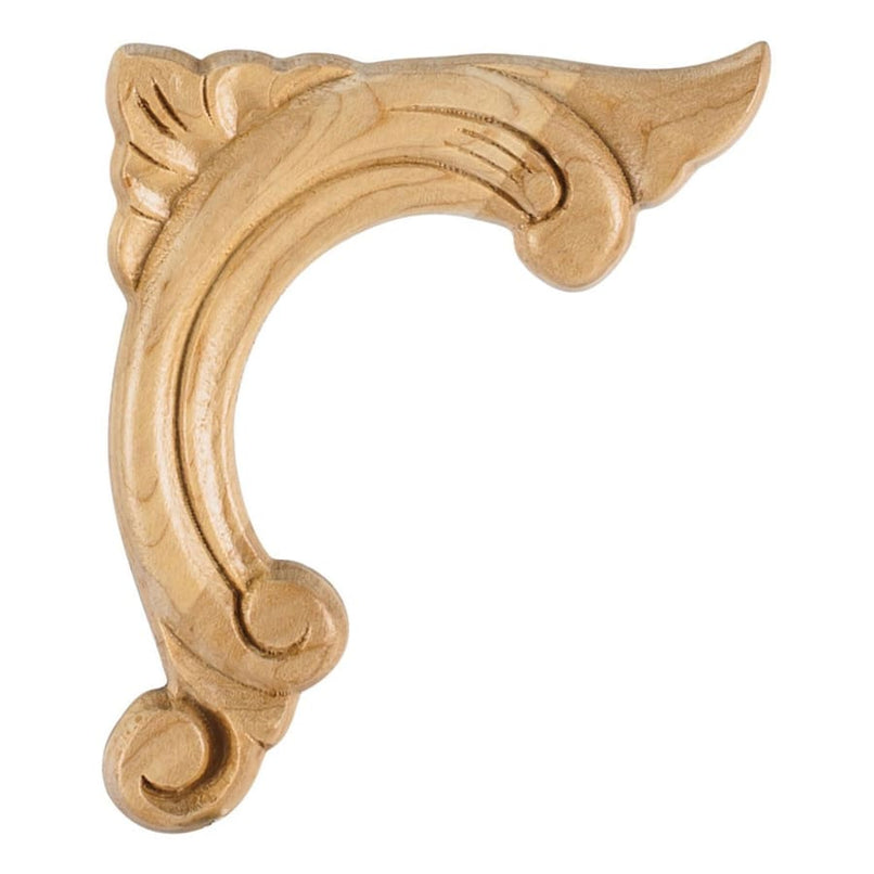 Acanthus Carved Solid Wood Applique Onlay - Right Curved - 4-1/2"H x 3-3/4"W x 3/8"D - image 1