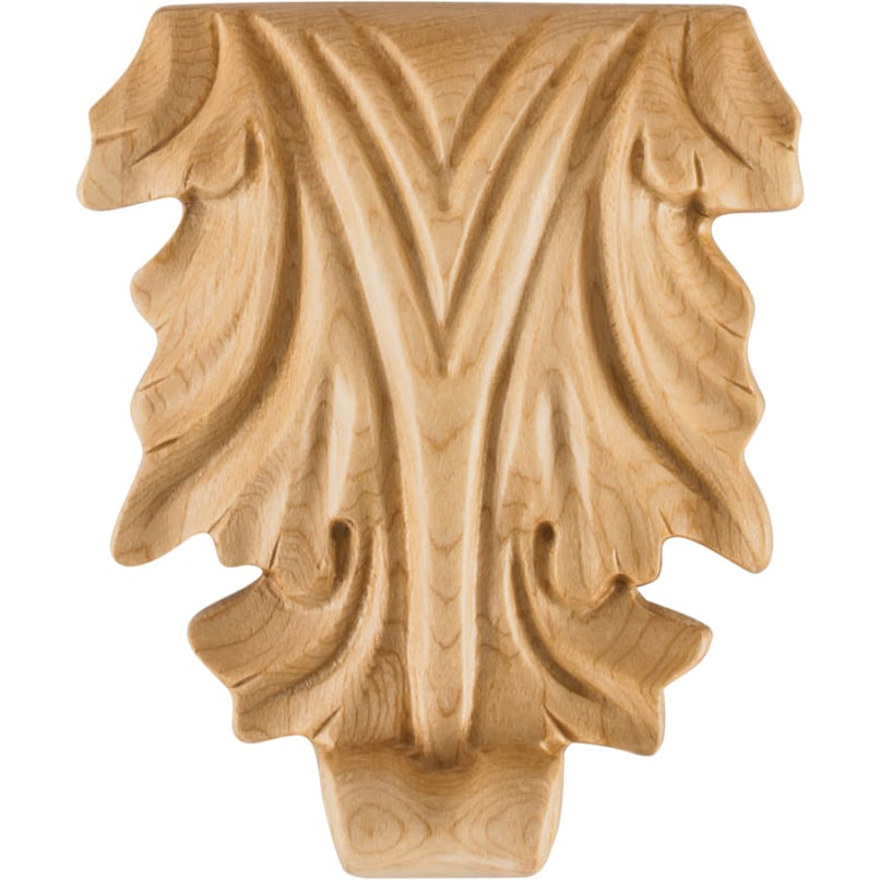 Acanthus Carved Solid Wood Applique Onlay - 4-1/4"H x 3-5/8"W x 3/4"D - image 1