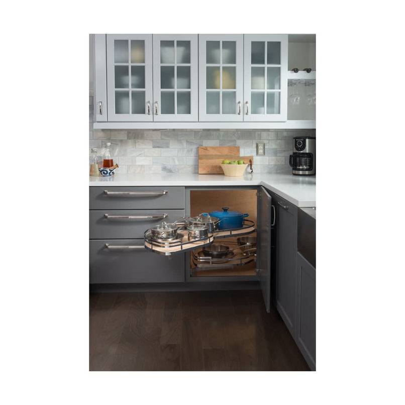 Pull Out 2 Tier Blind Corner Kitchen Cabinet Organizer for 21 Inch Cabinet Opening - Right of the Blind - image 3