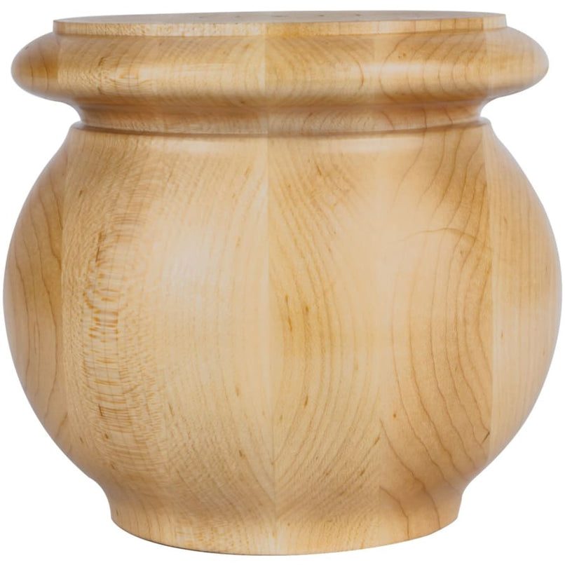 Unfinished Solid Wood Turned Pot Belly Bun Foot - 4-1/2"H x 5"D - image 1