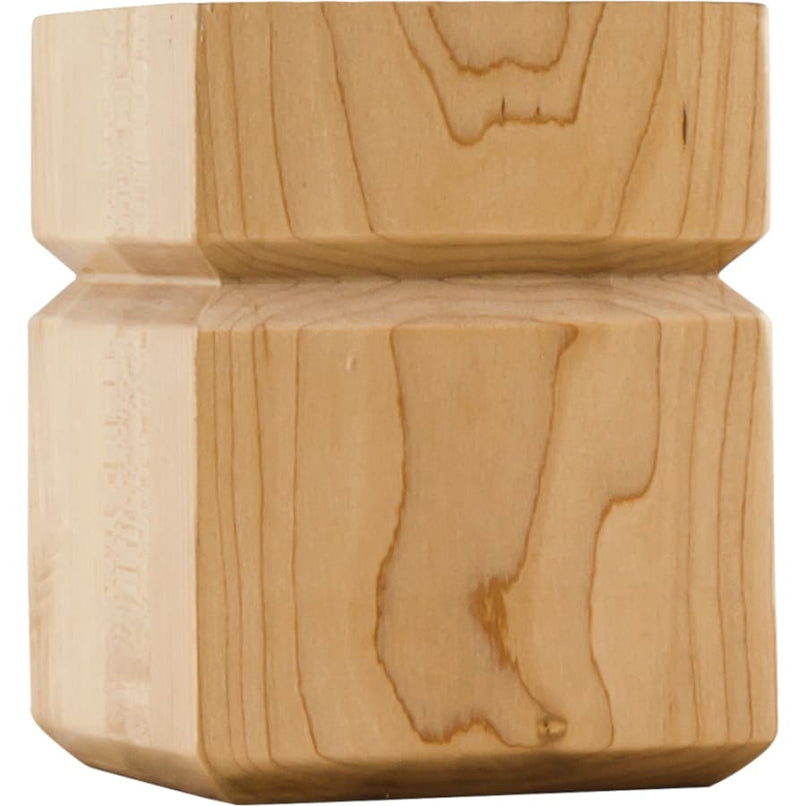 Unfinished Wood Transitional Shaker Style Block Bun Foot - 4-1/2"H x 3-1/2" Square - image 1