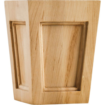 Unfinished Solid Wood Tapered Square Mission Bun Foot / Legs for Cabinets and Furniture - 4-1/2"H x 3-1/2" Square - image 1