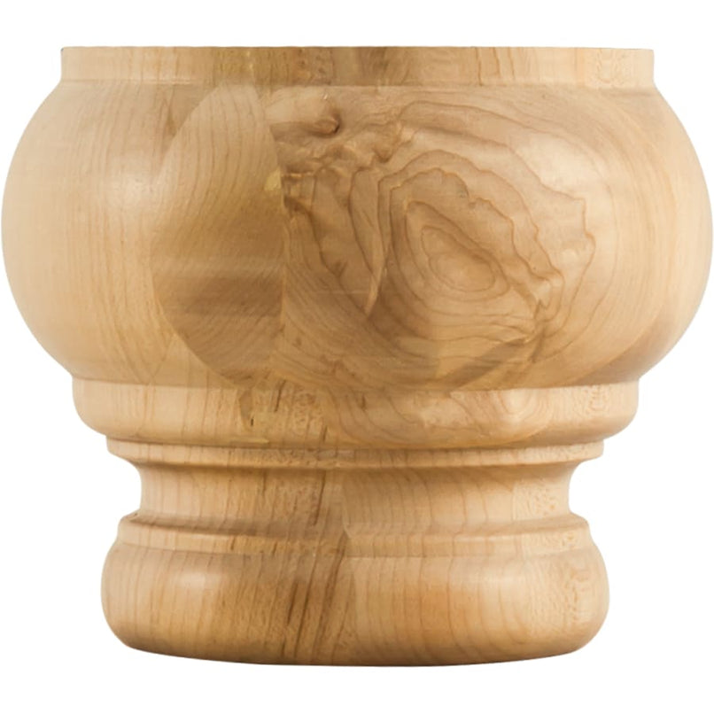 Unfinished Solid Wood Reversible Furniture Cabinet Leg Bun Foot - 4"H x 4-3/4"D - image 1