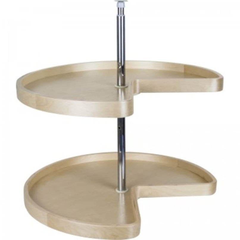 28" Kidney Two Shelf Banded Wood Lazy Susan Set - image 1