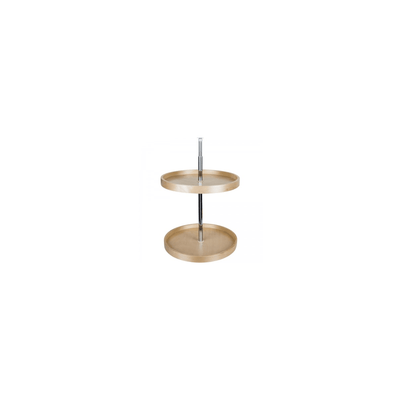Banded 20"W Wood Two Tier Full Circle Lazy Susan with Adjustable Height 25-35 Inch Pole - image 1