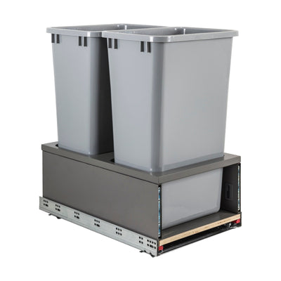 CAN-MDB Series Bottom Mount Double Bin Trash Can Pull Out with Soft-Close Slides - 50 Quart Capacity - image 1