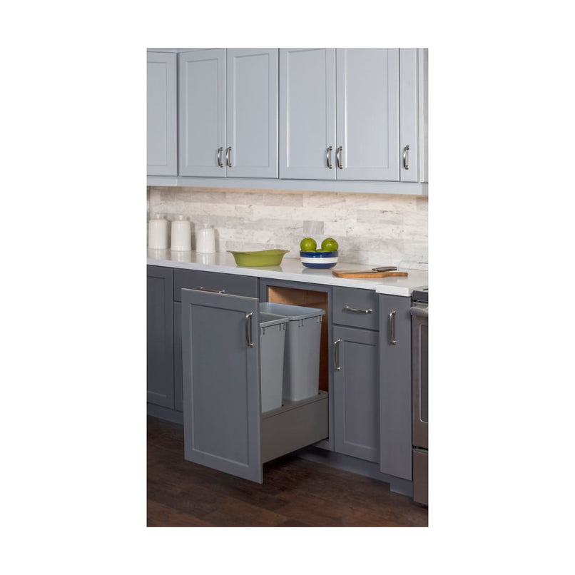 CAN-MDB Series Bottom Mount Double Bin Trash Can Pull Out with Soft-Close Slides - 50 Quart Capacity - image 2