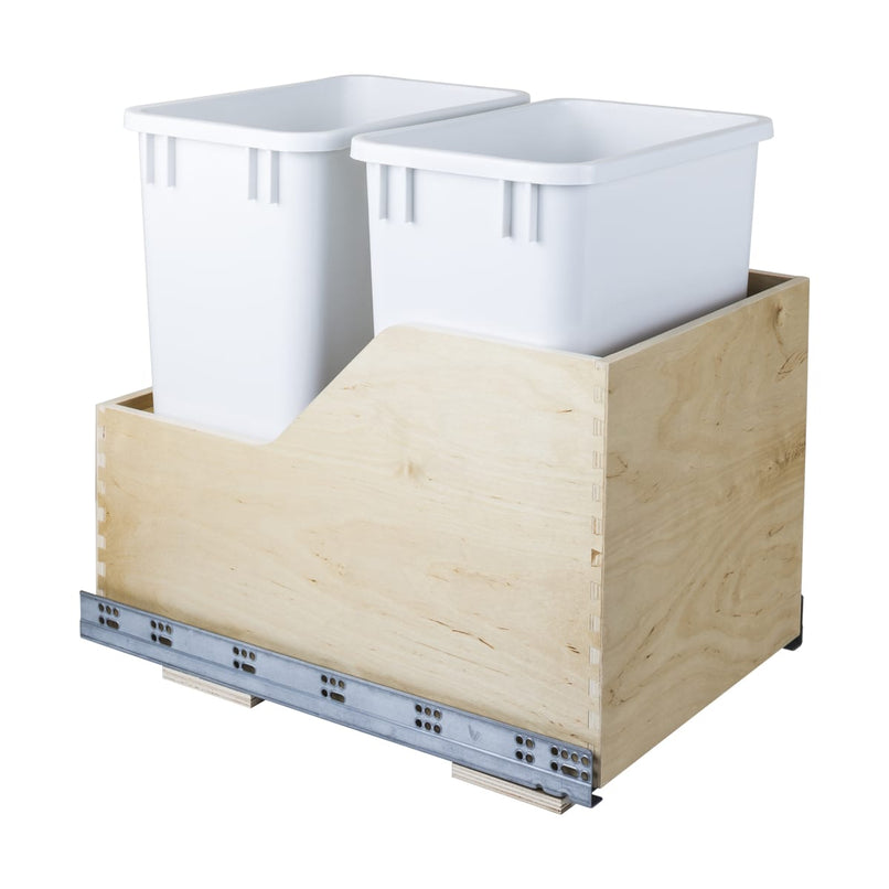 Bottom Mount Double Trash Can with Full Extension Slides for 18" Base Cabinets - 35 Quart Capacity - image 2