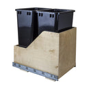 Bottom Mount Double Pull Out Trash Can with Full Extension Slides for 18" Base Cabinets - 50 Quart Capacity - image 2