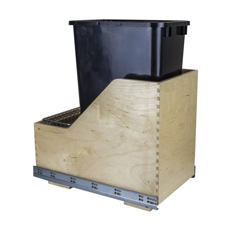 Single 50 Quart Bottom Mount 12-5/8" Wide Pullout Waste Container System with Full Extension Slides for 18" Base Cabinets - image 2