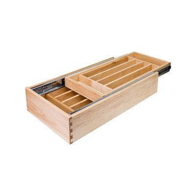 11.5" Wide Two Tier Double Cutlery Silverware Full Drawer with Full Extension Ball Bearing Drawer Slides - For 15" W Base Cabinet Drawers - image 1
