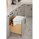 19" Double 35 Quart Waste Solution-Wood Bottom Mount Soft-Close Trash Can Rollout for Door Mounting - Includes Two Cans and Door Joining Bracket - image 2