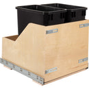 19" Double 35 Quart Waste Solution-Wood Bottom Mount Soft-Close Trash Can Rollout for Door Mounting - Includes Two Cans and Door Joining Bracket - image 1