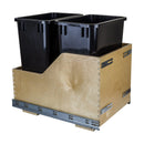 35 Quart Capacity Bottom Mount Double Bin Pull Out Trash Can with (2) Gray Cans and Soft Close Slides for 18" Base Cabinets - image 2