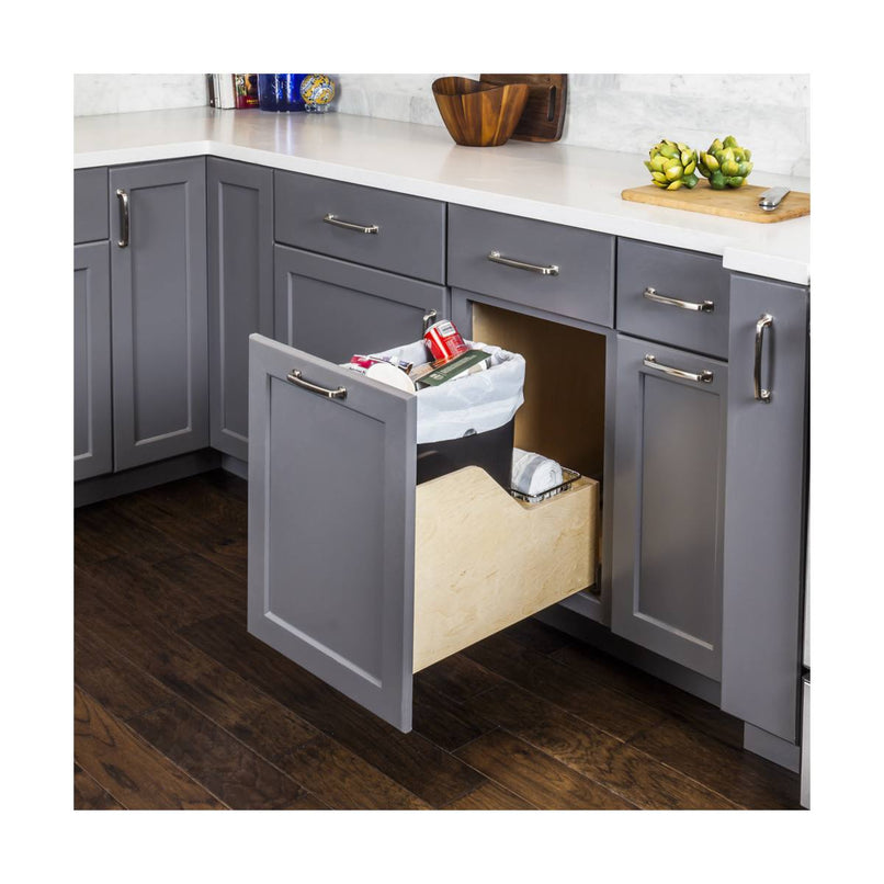 Single 35 Quart Bottom Mount 12-5/8 Inch Wide Pullout Waste Container System with Full Extension Slides - image 3