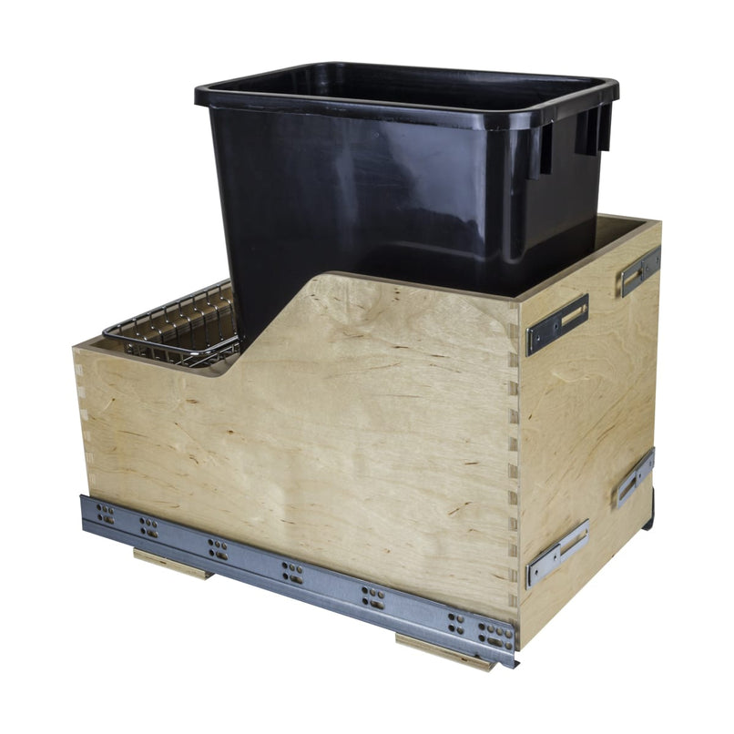 Single 35 Quart Bottom Mount 12-5/8 Inch Wide Pullout Waste Container System with Full Extension Slides - image 2