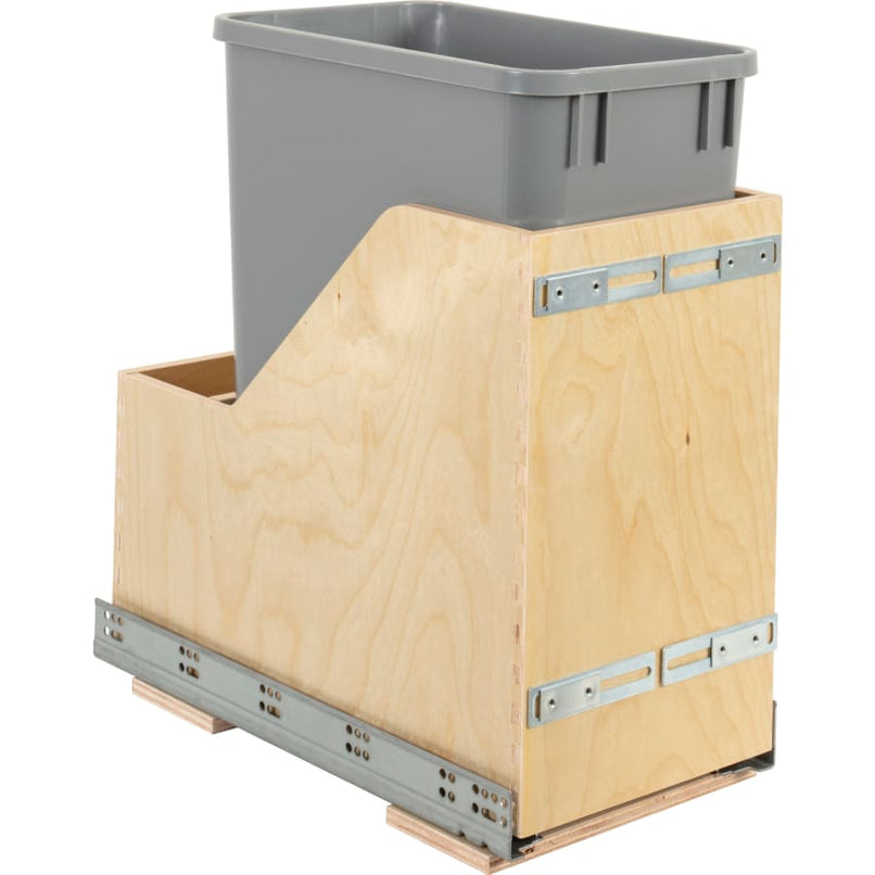 10" Wide 35 Quart Waste Solution-Wood Bottom Mount Soft Close Vanity Trash Can Rollout Bin - Includes One Can - image 1