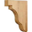 Simple Scalloped Square Edge Solid Wood Carved Narrow Corbel Shelf Bar Bracket - 9-1/2"H x 1-3/4"W x 7-1/2"D - image 1