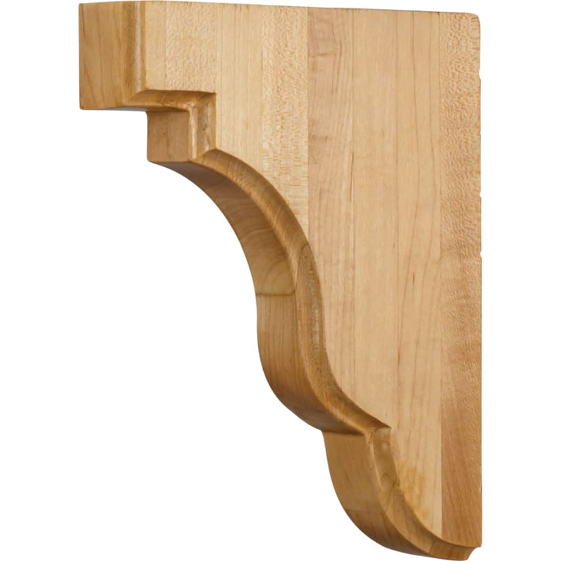 Simple Scalloped Square Edge Solid Wood Carved Narrow Corbel Shelf Bar Bracket - 9-1/2"H x 1-3/4"W x 7-1/2"D - image 1