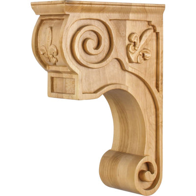 Corbel with Fleur-De-Lis Styling, 11-3/4"H x 3-3/8"W x 8"D - image 1